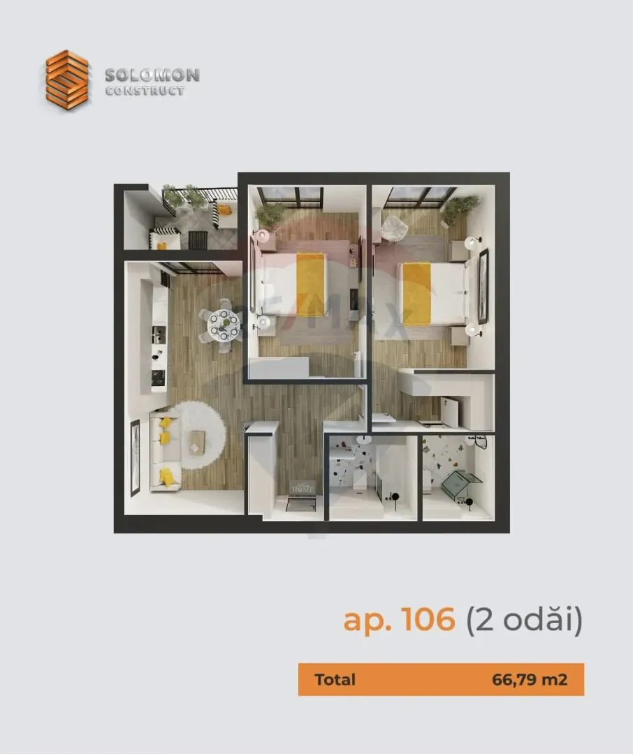 2-bedroom apartment, 66.79 m² — Image 4