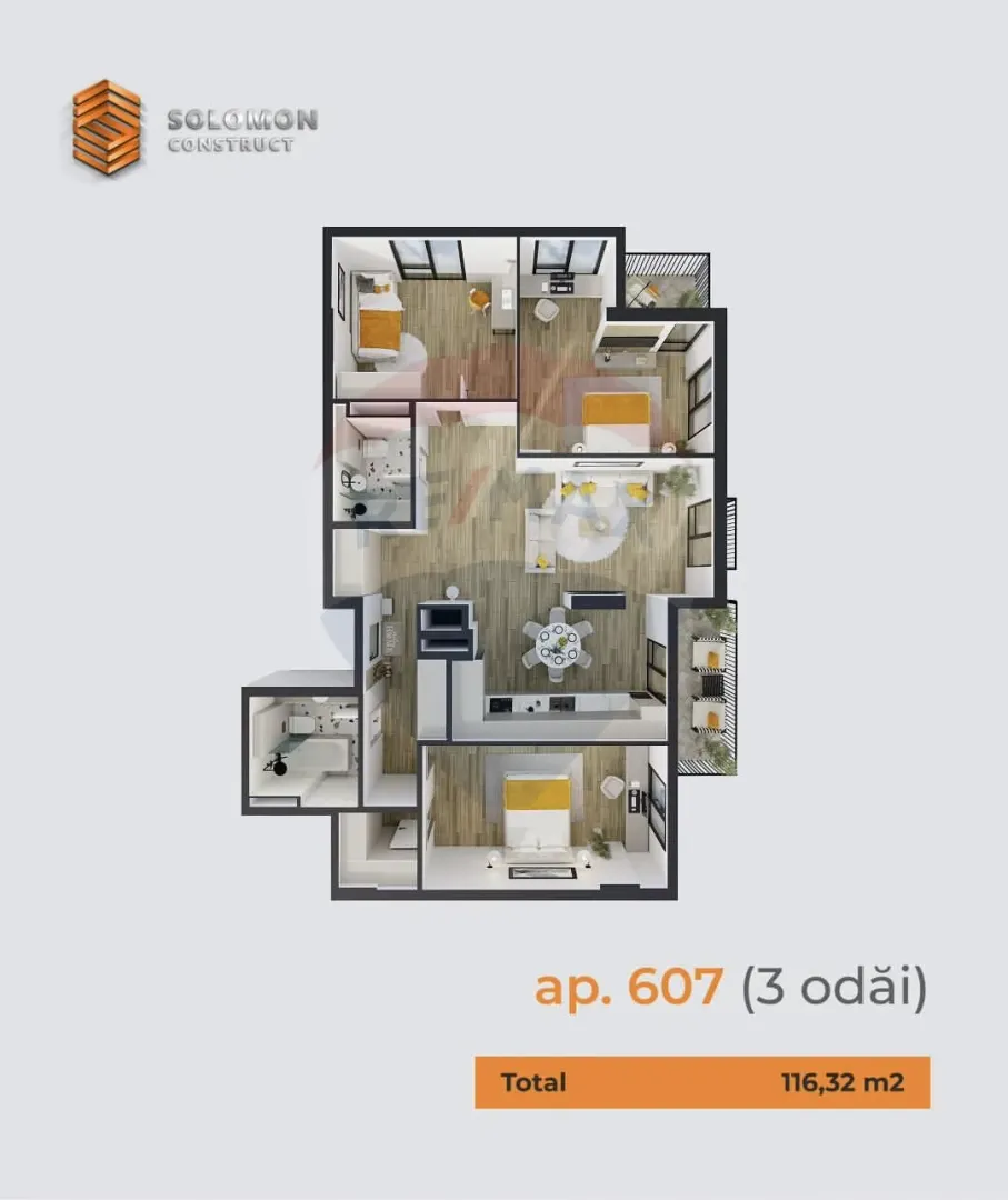3-bedroom apartment, 116.32 m² — Image 2