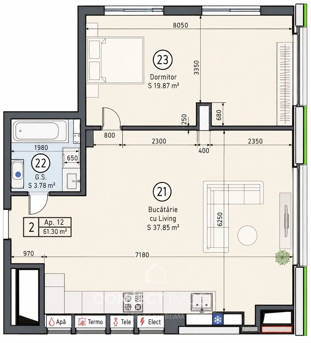 1-комнатная квартира, 61 м² — Изображение 2