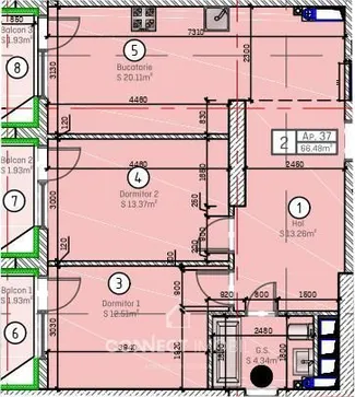 2-комнатная квартира, 66 м² — Изображение 2