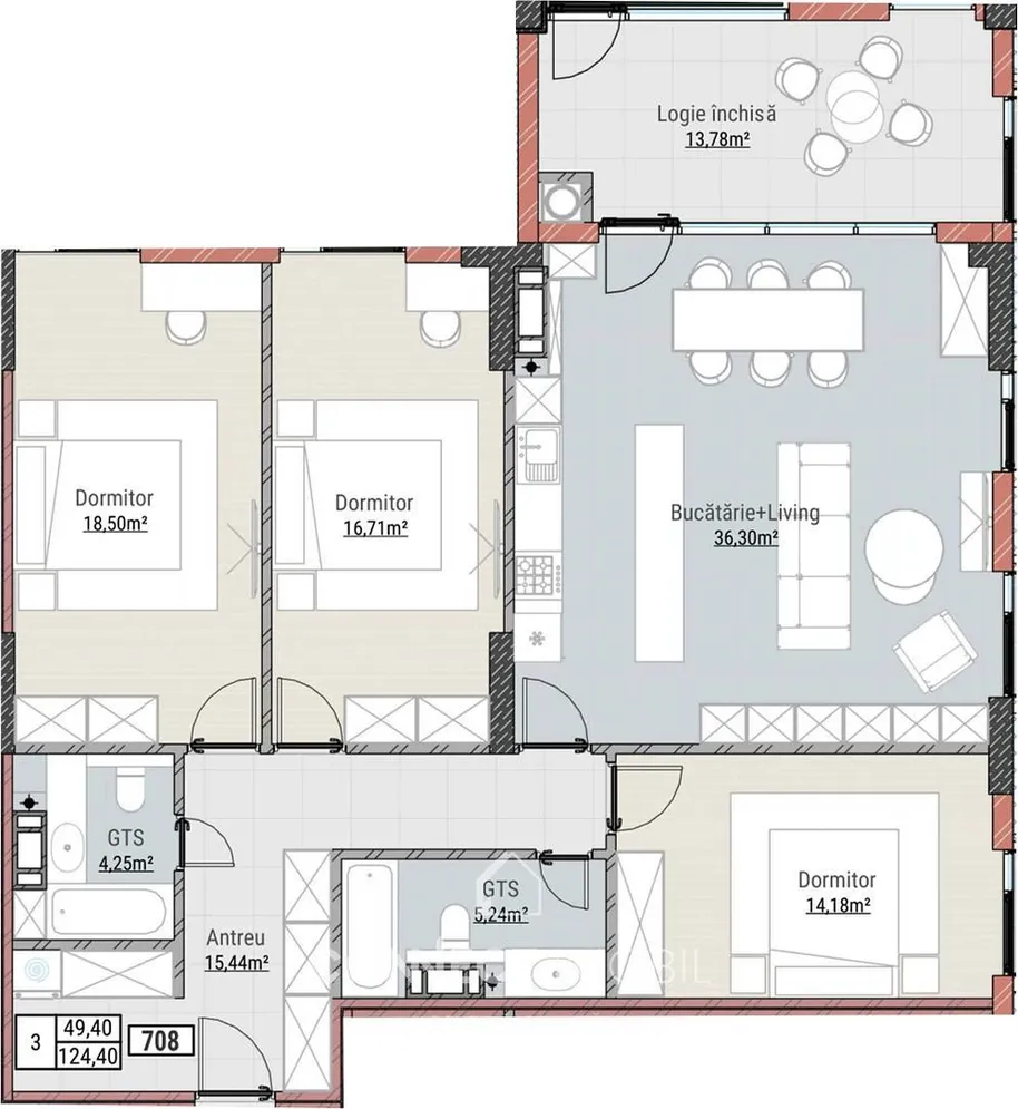 3-комнатная квартира, 124 м² — Изображение 2