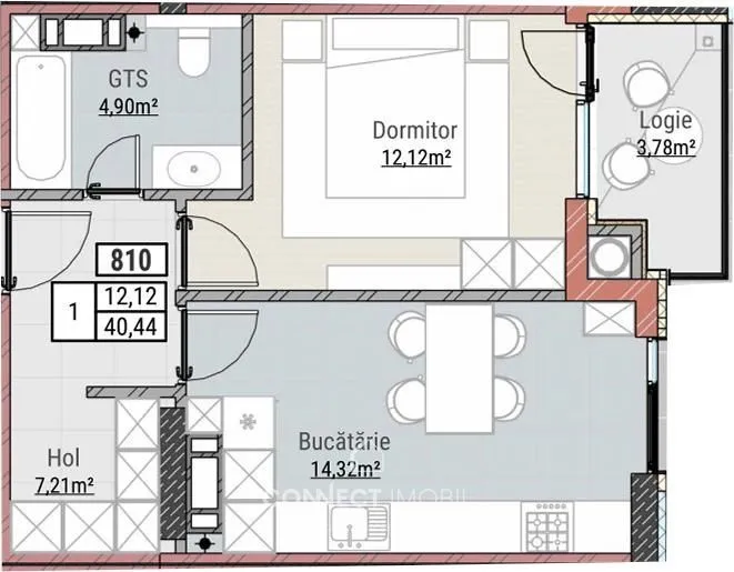 1-комнатная квартира, 40 м² — Изображение 2