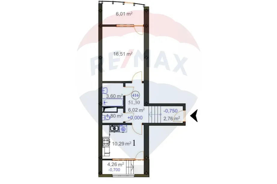 1-bedroom apartment, 52.3 m² — Image 4
