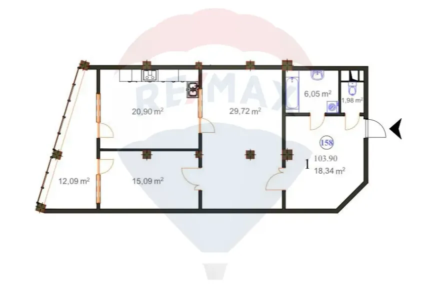 2-bedroom apartment, 92.95 m² — Image 2