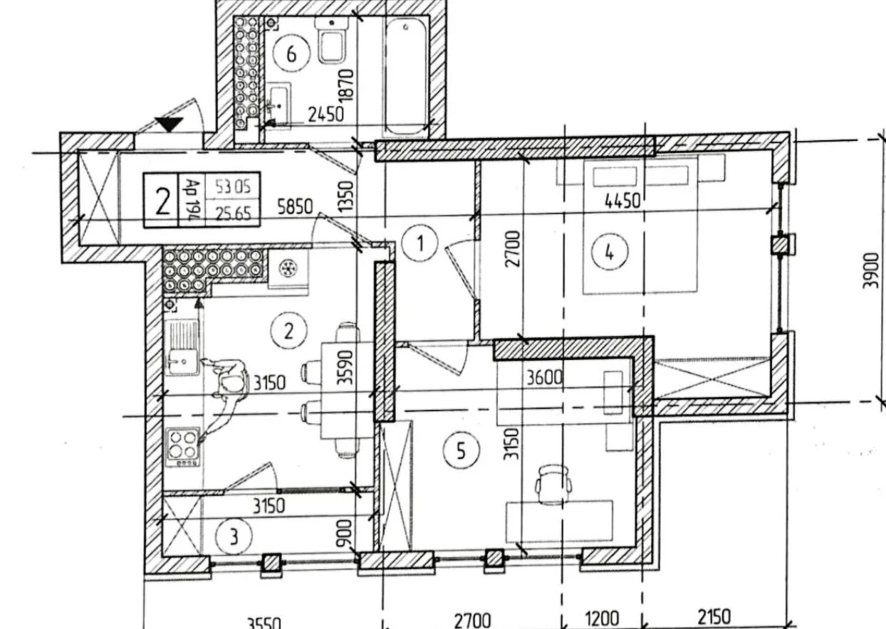2-camere apartament, 53.05 m² — Imagine 2