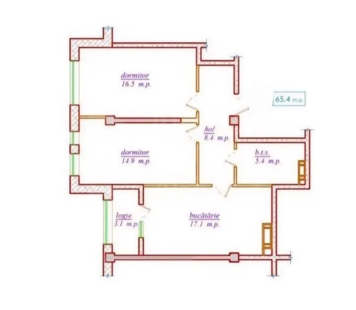 2-комнатная квартира, 65.4 м² — Изображение 2