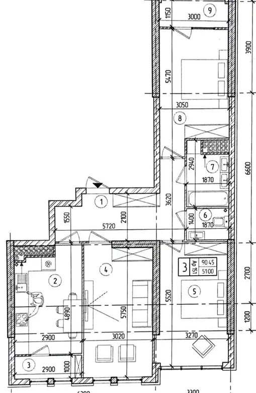 3-комнатная квартира, 90.45 м² — Изображение 2