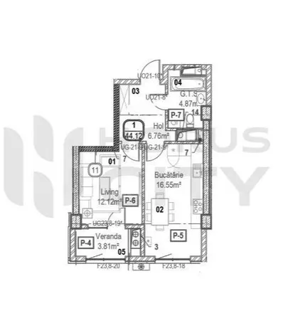 1-camere apartament, 44.12 m² — Imagine 2