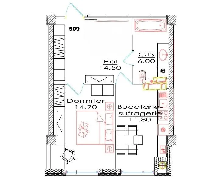 1-bedroom apartment, 47 m² — Image 2