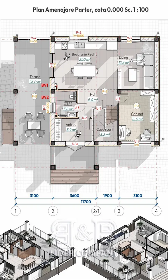 2-etaje casă, 4 camere, 136 m² — Imagine 3