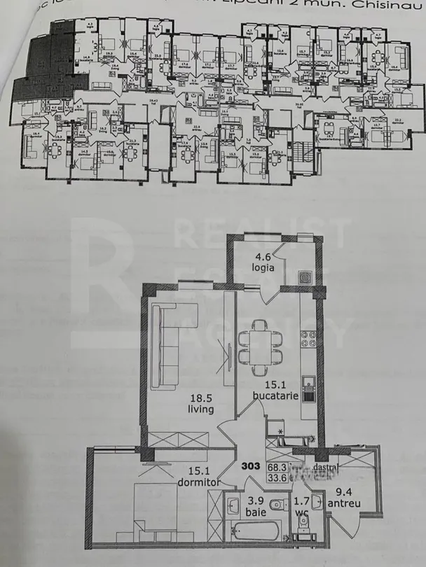 2-camere apartament, 68.3 m² — Imagine 4