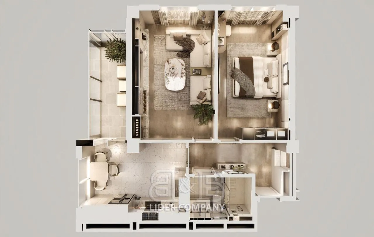2-комнатная квартира, 64 м² — Изображение 1