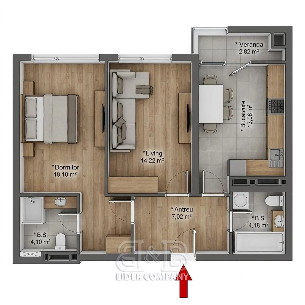 2-bedroom apartment, 64 m² — Image 3