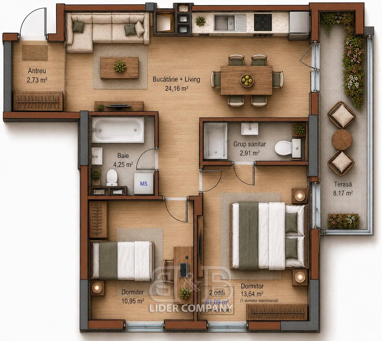 2-комнатная квартира, 61 м² — Изображение 2