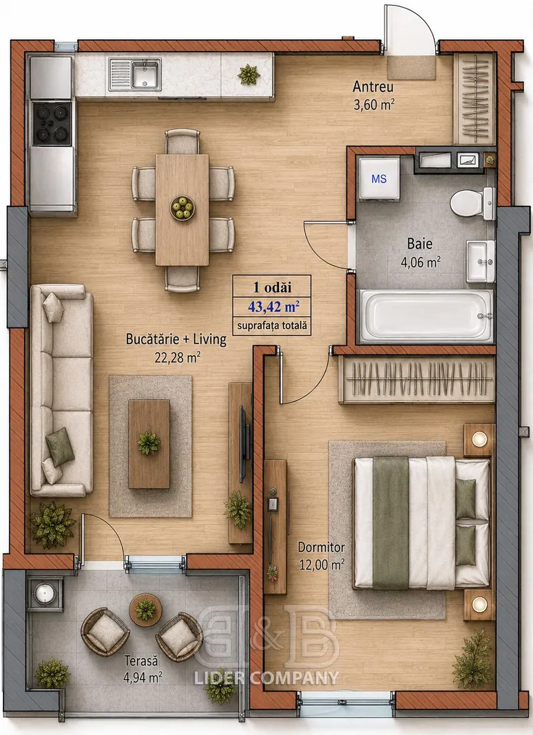 1-комнатная квартира, 43 м² — Изображение 2