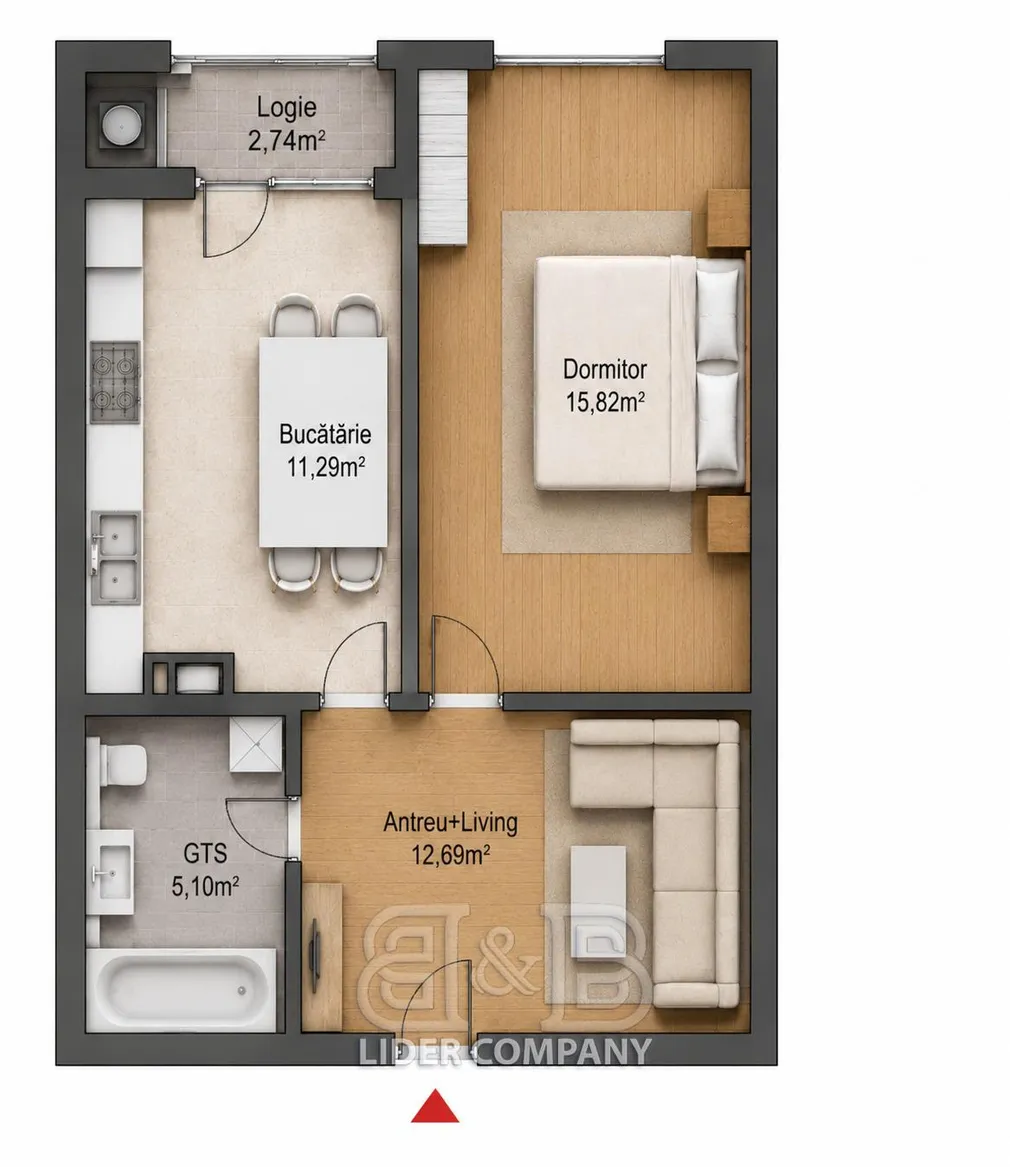 1-комнатная квартира, 48 м² — Изображение 1