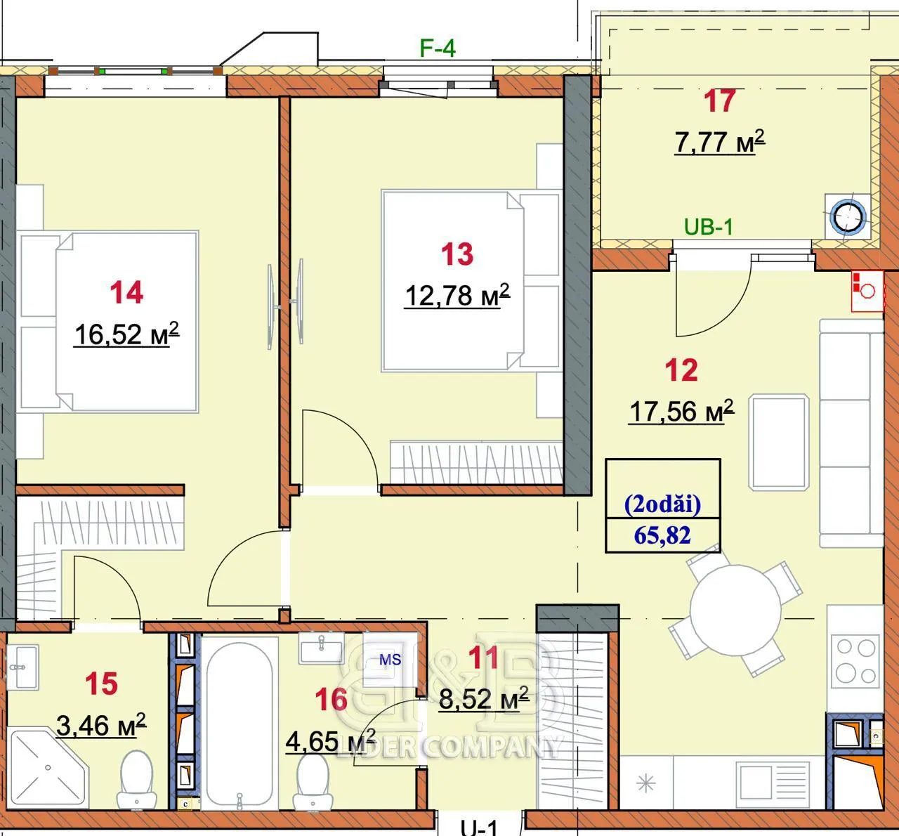 2-bedroom apartment, 66 m² — Image 2