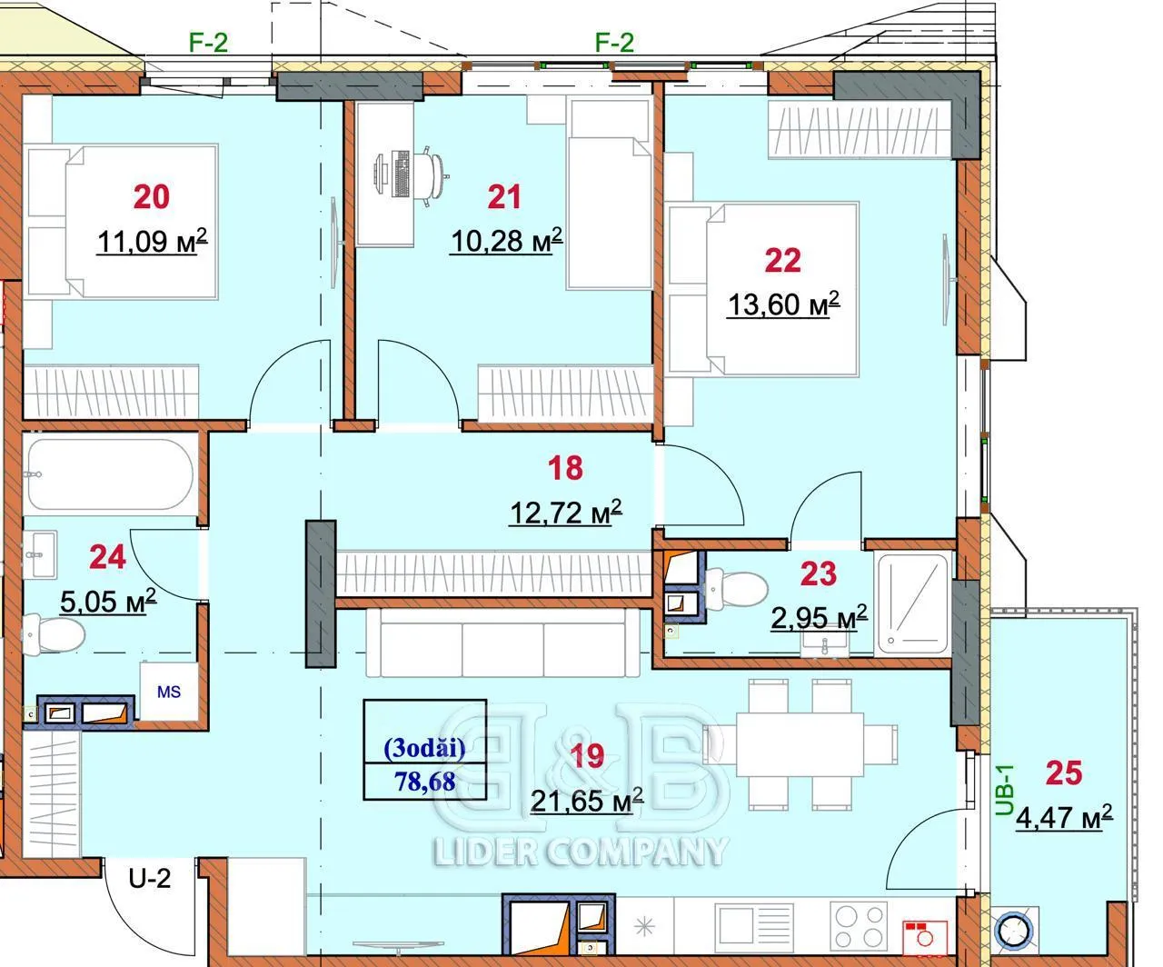 3-bedroom apartment, 79 m² — Image 2
