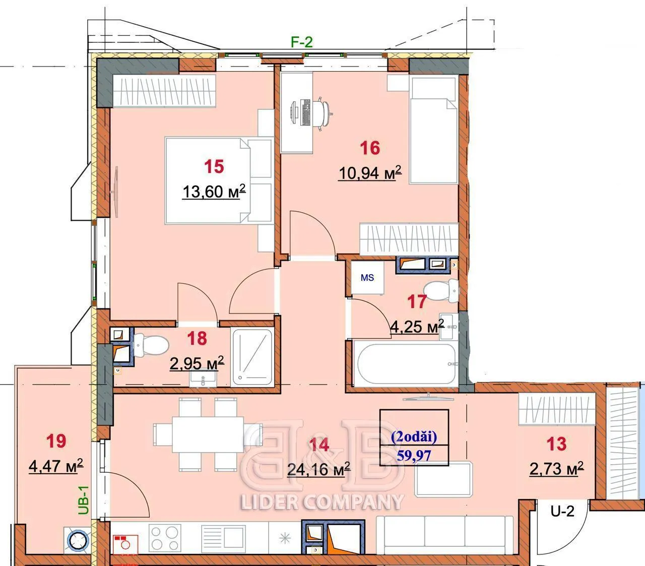 2-комнатная квартира, 60 м² — Изображение 2