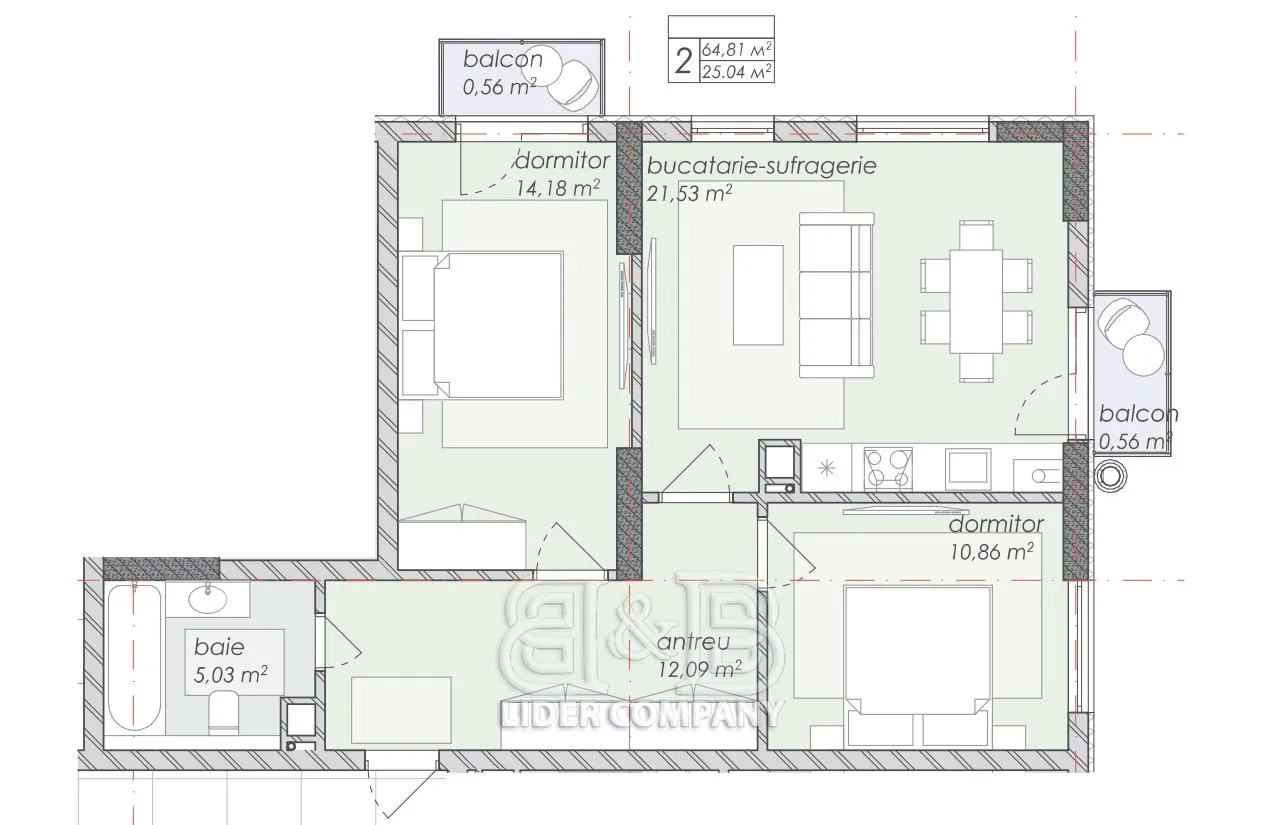3-bedroom apartment, 65 m² — Image 4