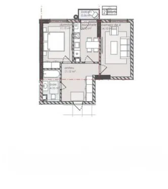 2-camere apartament, 50 m² — Imagine 3