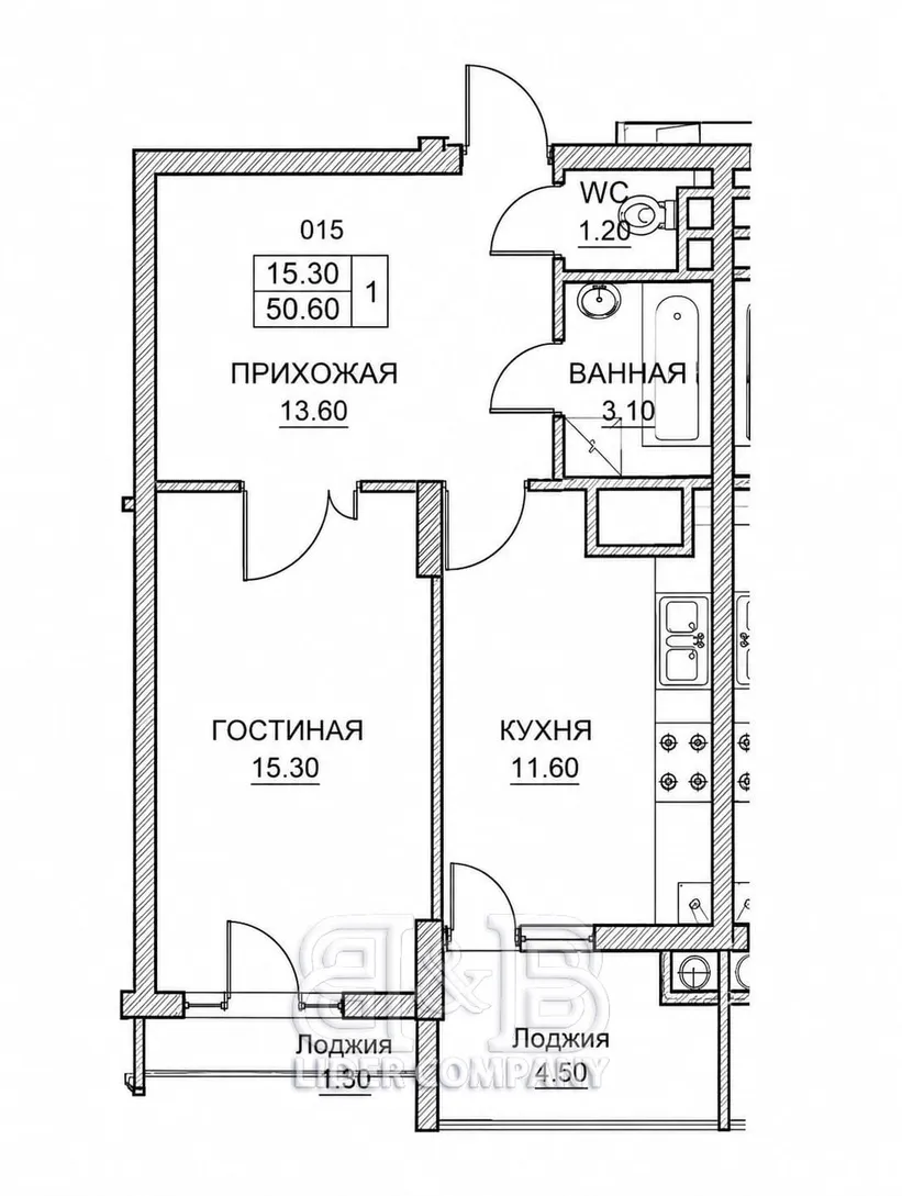 1-camere apartament, 51 m² — Imagine 4