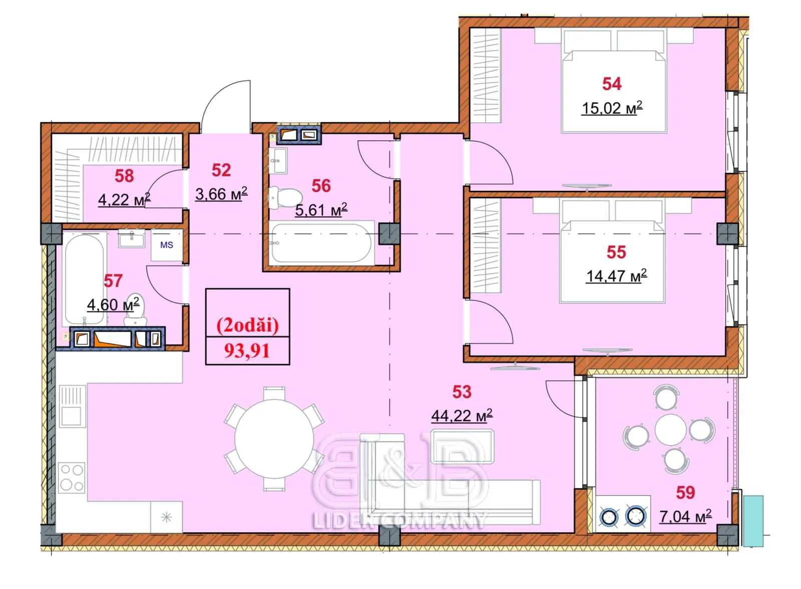 2-bedroom apartment, 94 m² — Image 2
