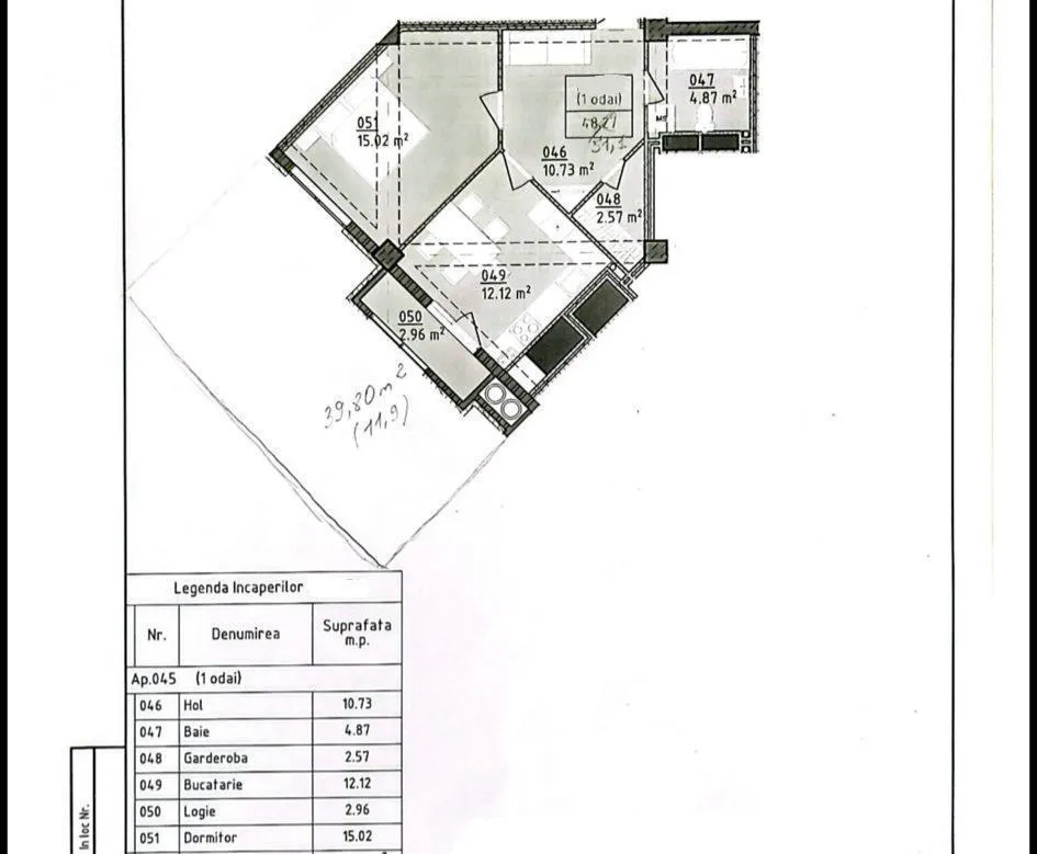 1-camere apartament, 51 m² — Imagine 2