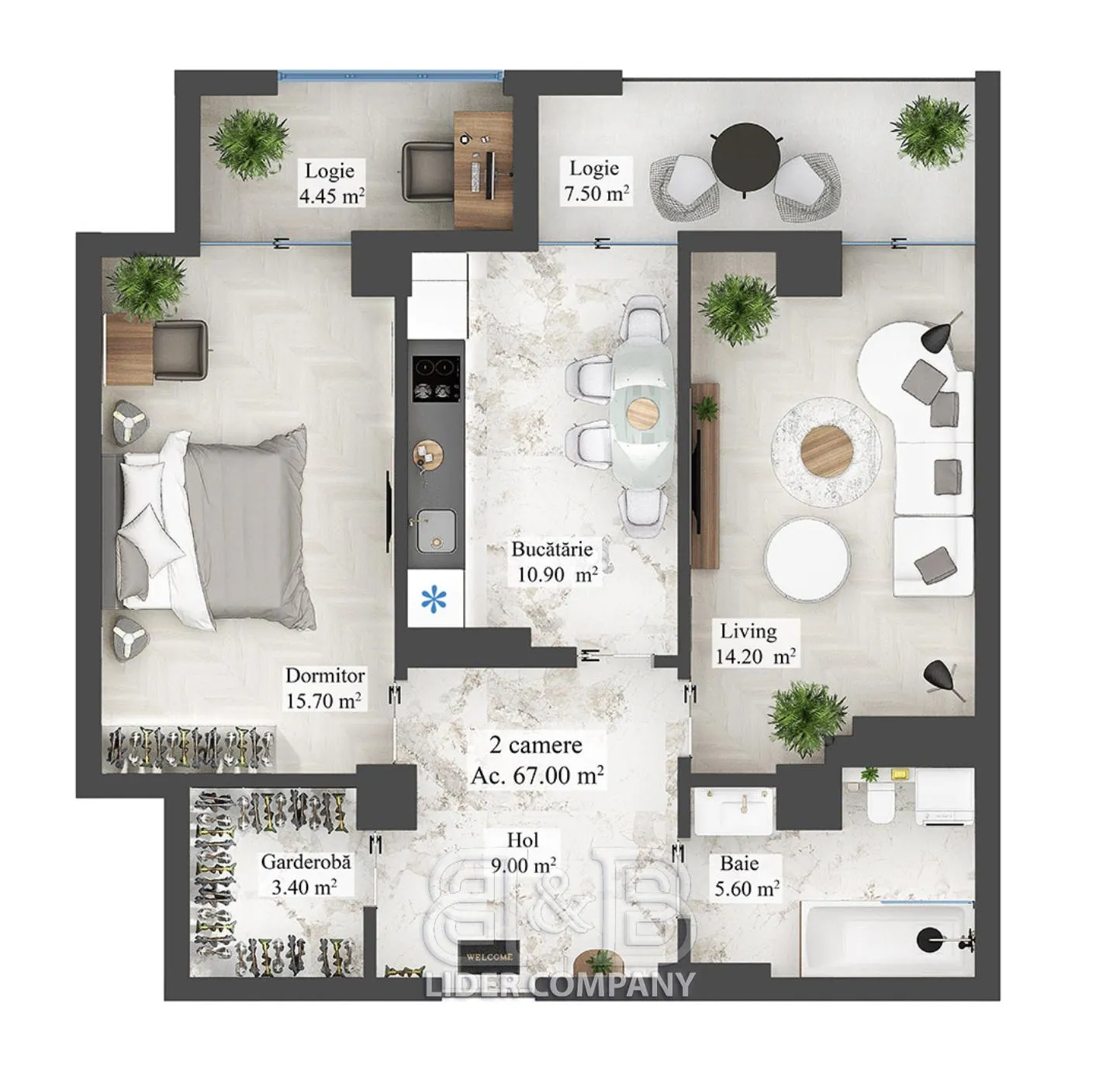 2-bedroom apartment, 67 m² — Image 2
