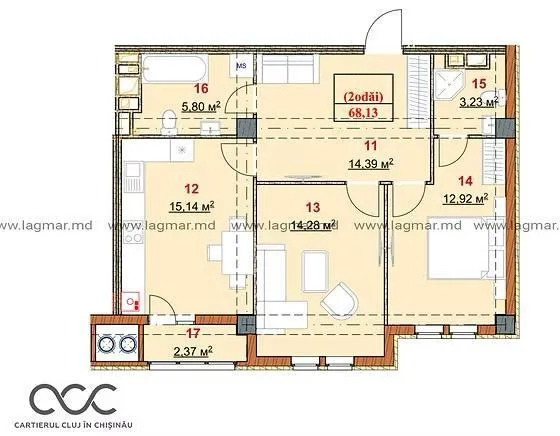 2-комнатная квартира, 68 м² — Изображение 3
