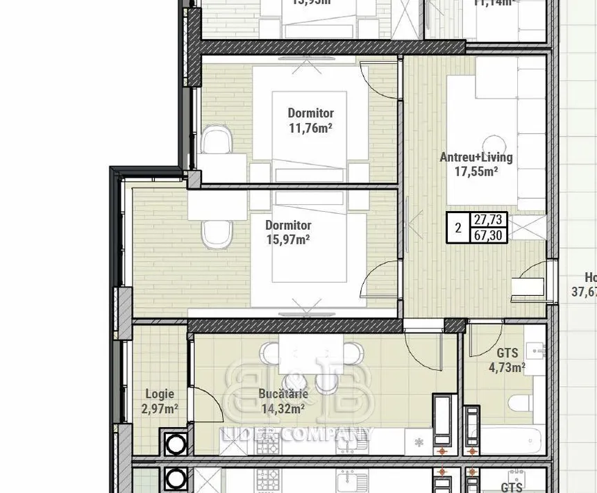 2-комнатная квартира, 67 м² — Изображение 1