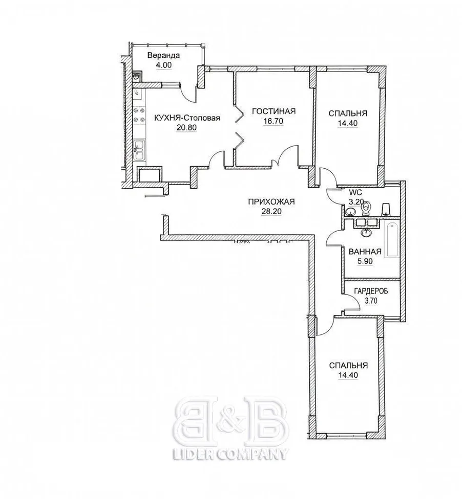3-bedroom apartment, 112 m² — Image 3