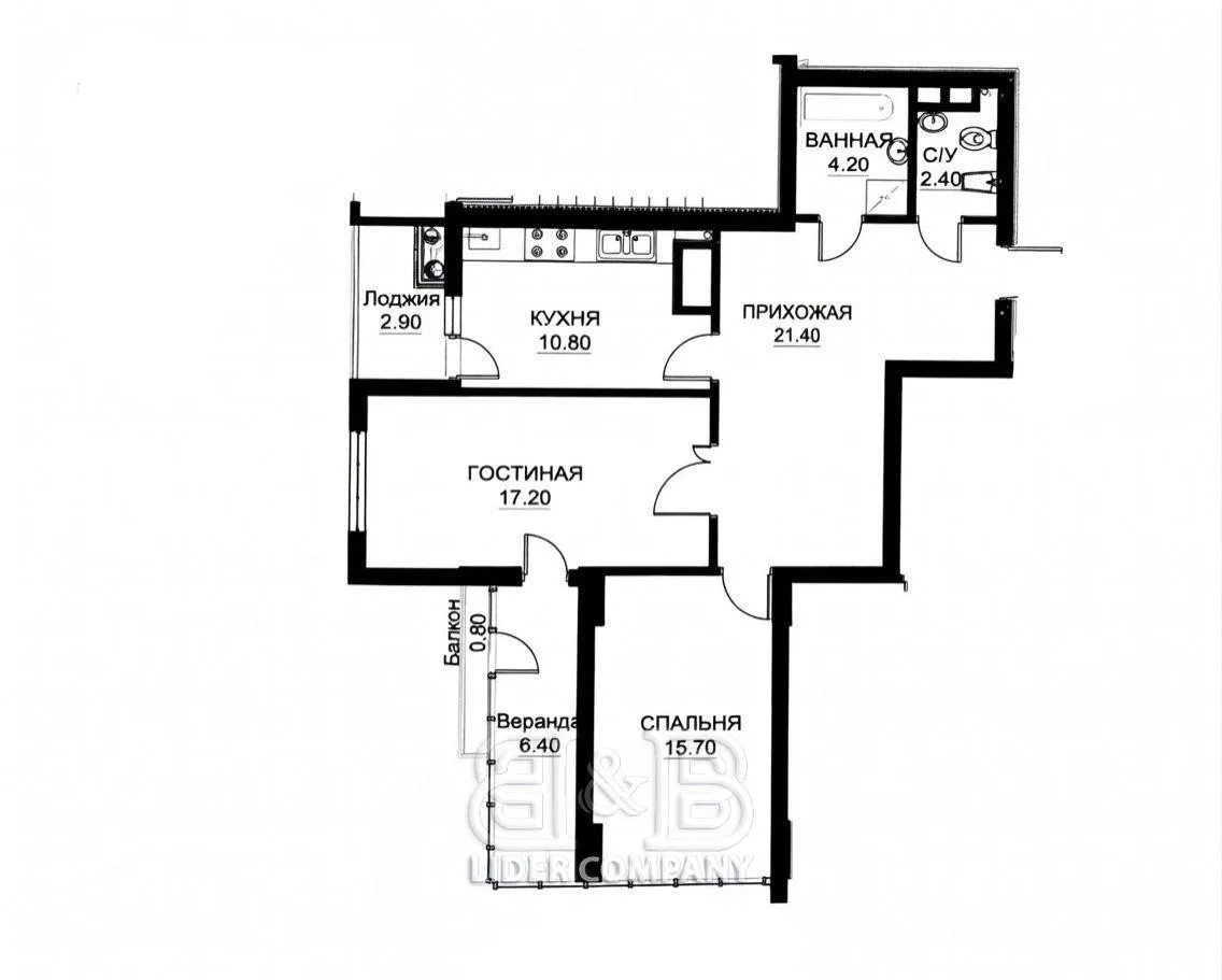 2-комнатная квартира, 85 м² — Изображение 3
