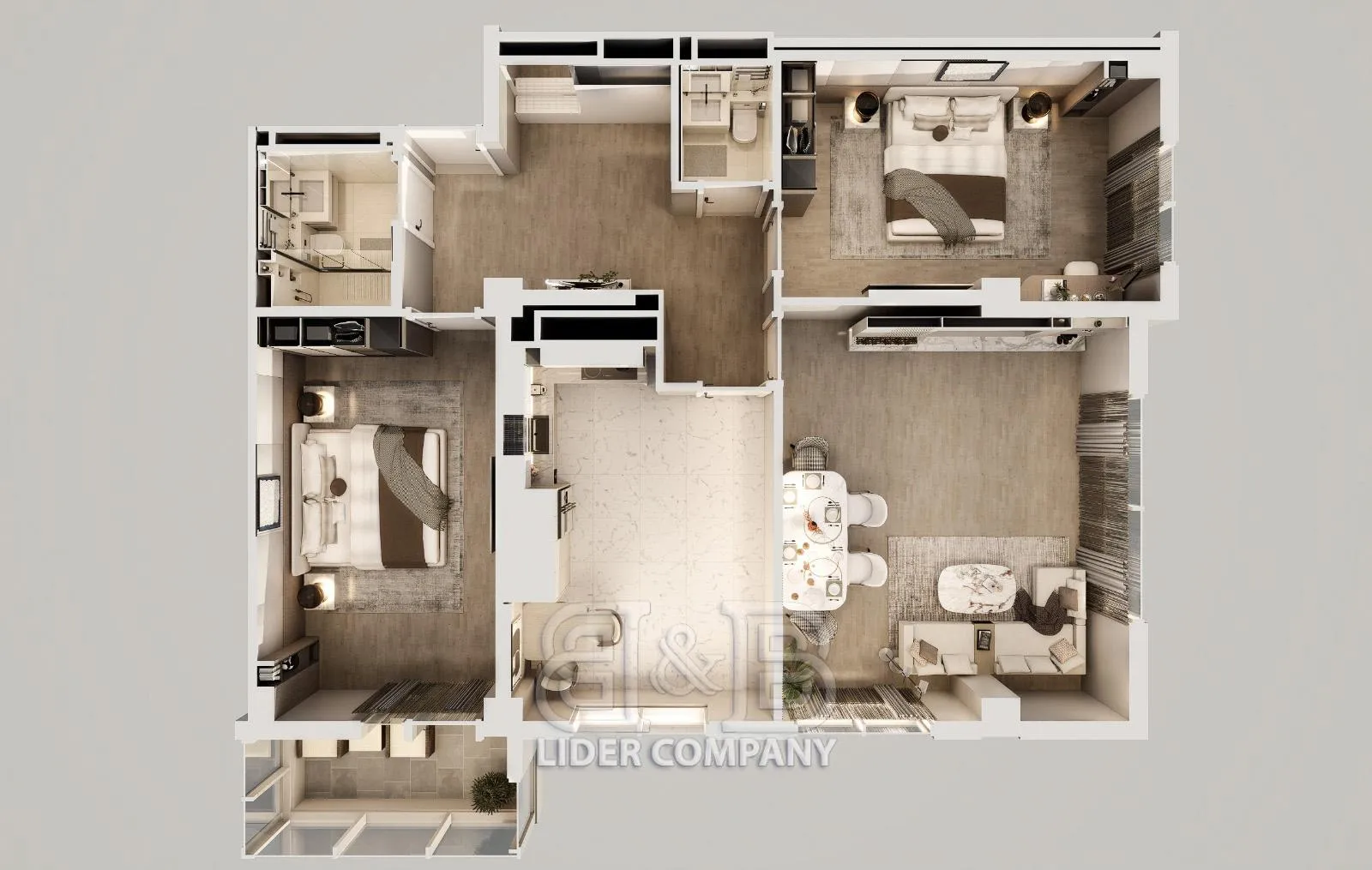 3-camere apartament, 92 m² — Imagine 1