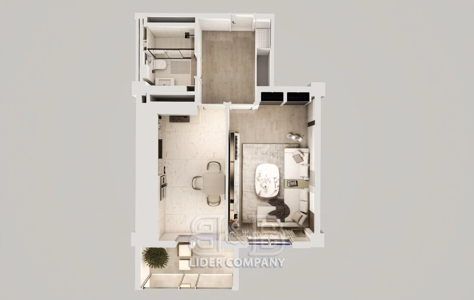1-camere apartament, 47 m² — Imagine 1