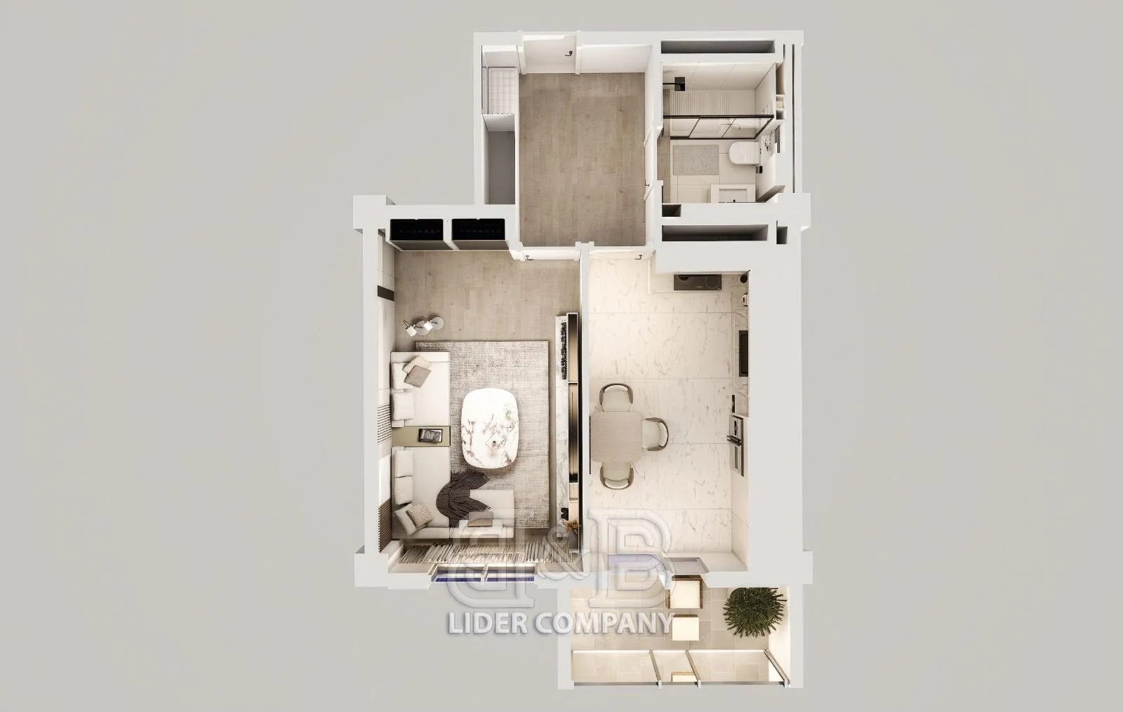 1-camere apartament, 44 m² — Imagine 1