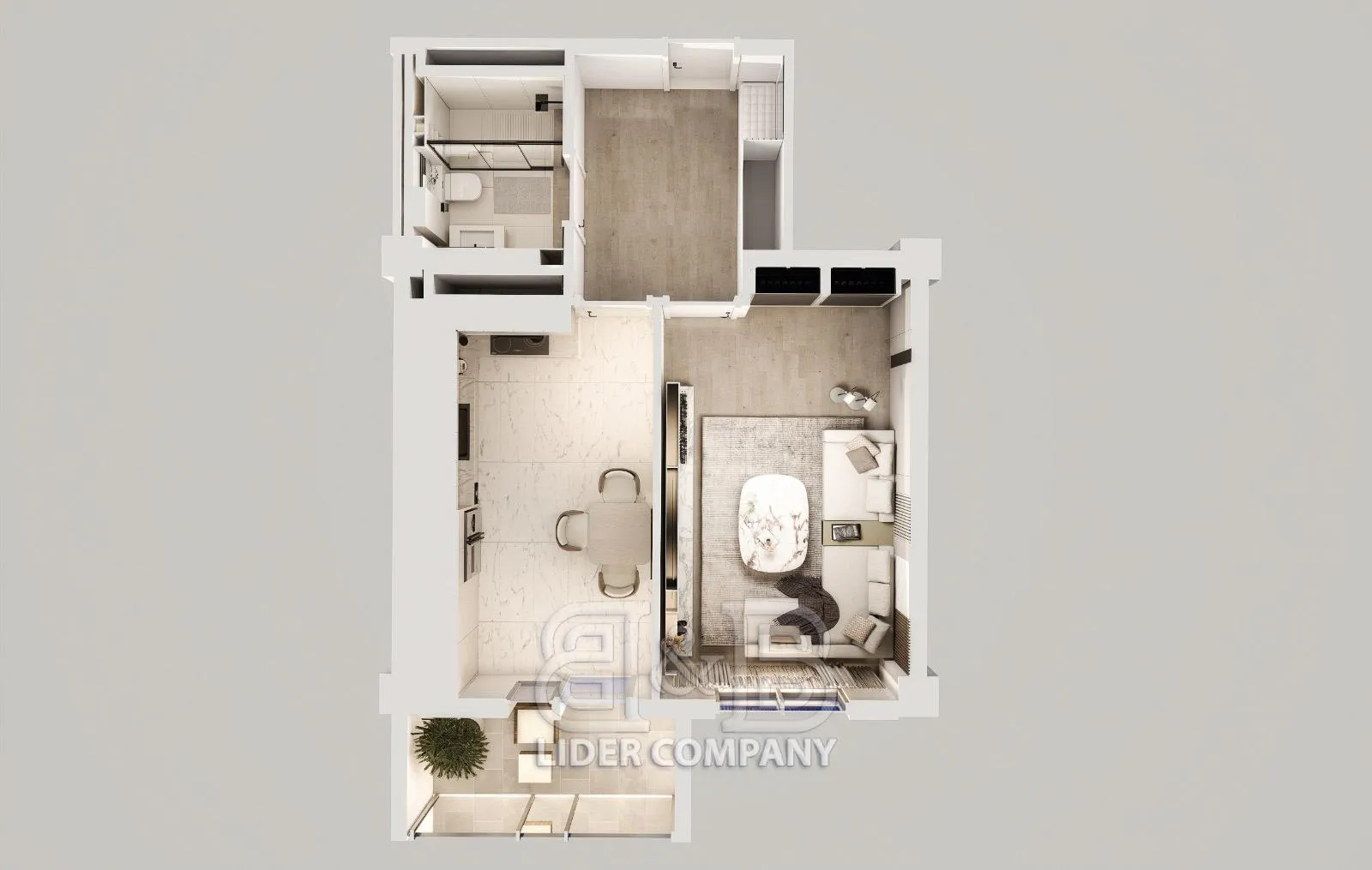 1-camere apartament, 47 m² — Imagine 1