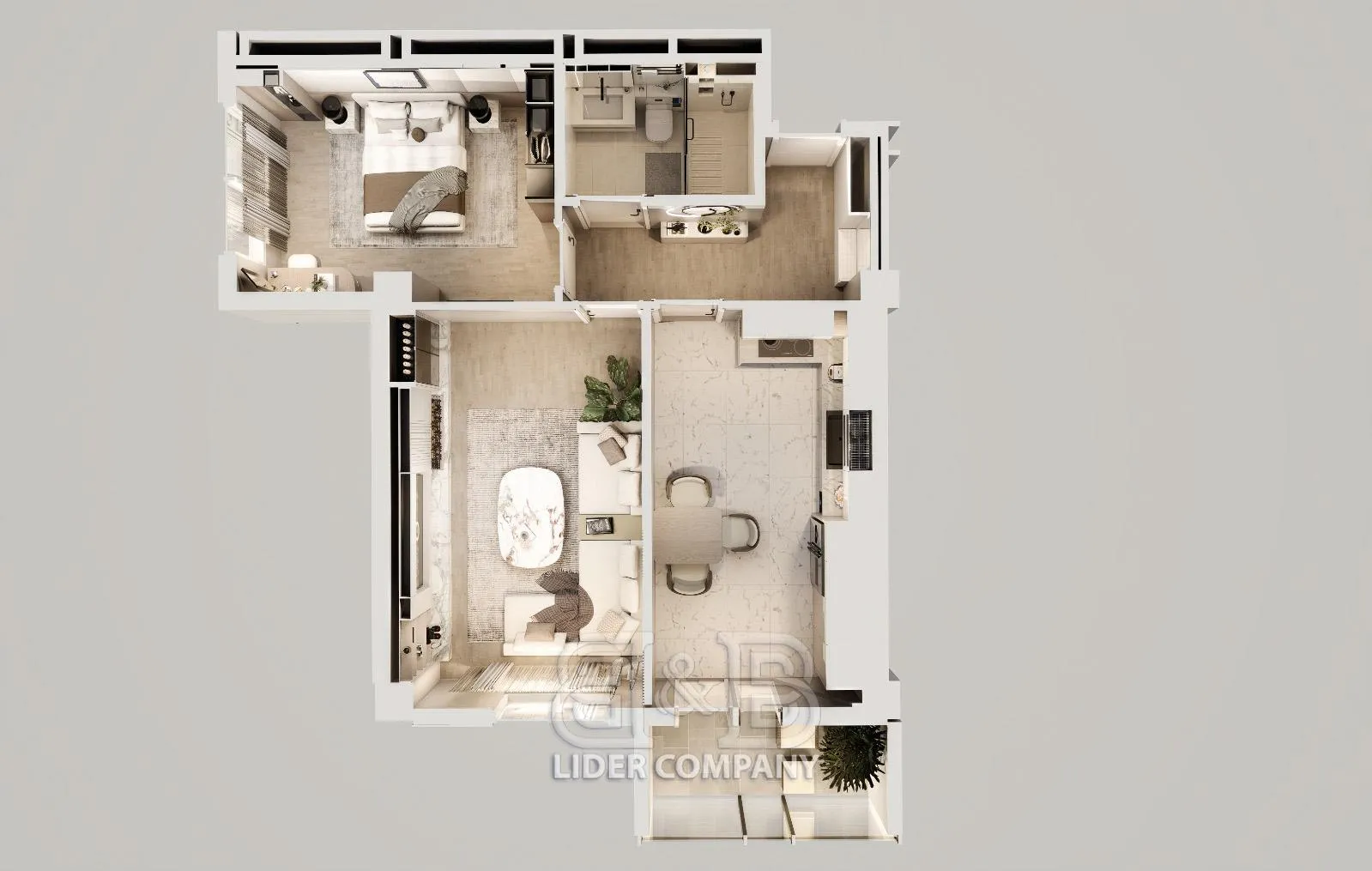 1-camere apartament, 60 m² — Imagine 1