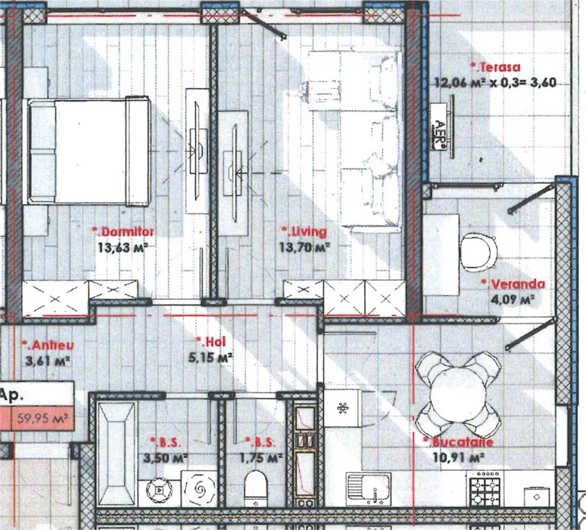 2-bedroom apartment, 60 m² — Image 2