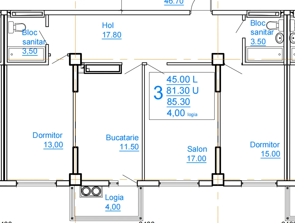 2-camere apartament, 85 m² — Imagine 1
