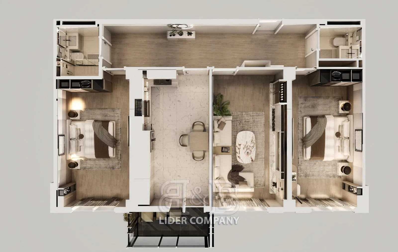 2-camere apartament, 85 m² — Imagine 2