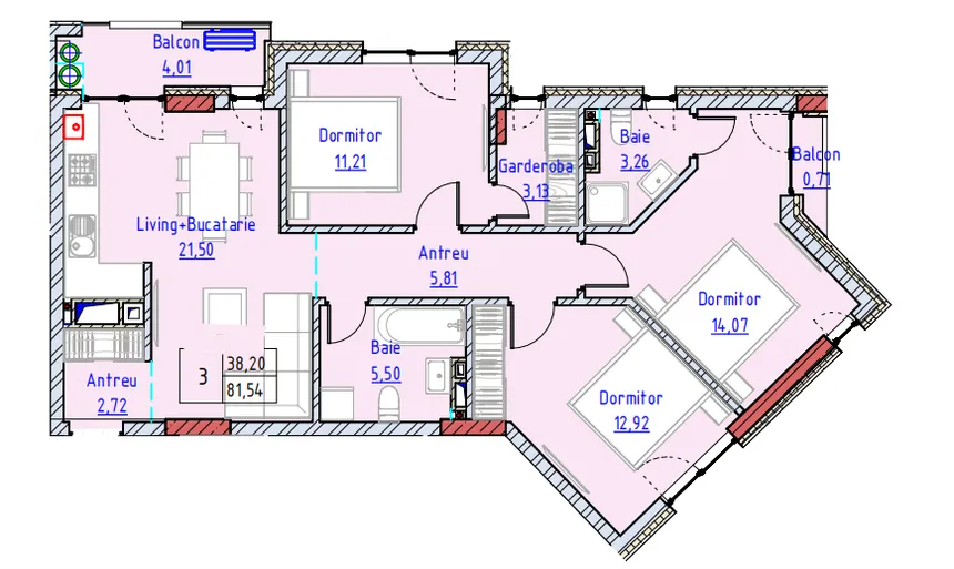 3-bedroom apartment, 82 m² — Image 3