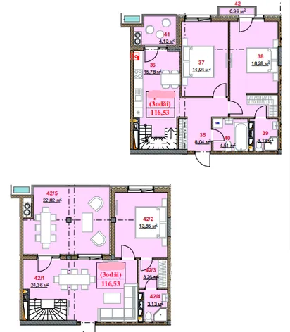 3-bedroom apartment, 116 m² — Image 3