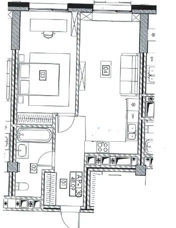 1-комнатная квартира, 48 м² — Изображение 2