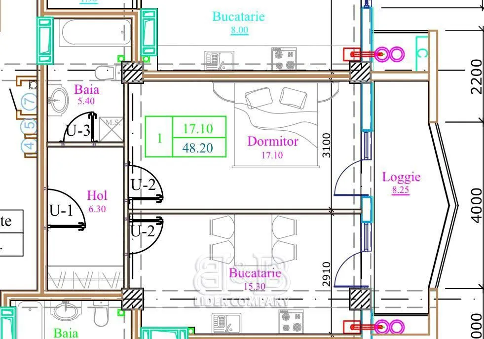 1-bedroom apartment, 48 m² — Image 2
