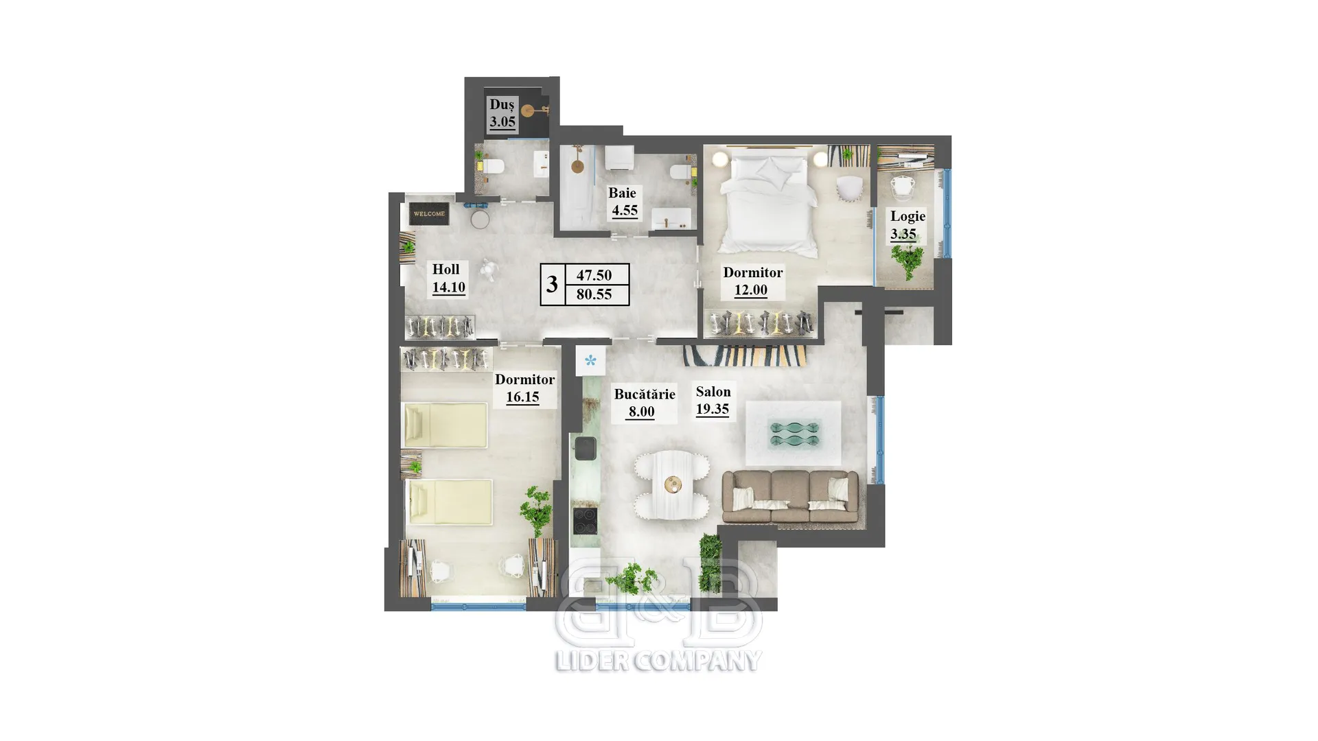 3-bedroom apartment, 81 m² — Image 4
