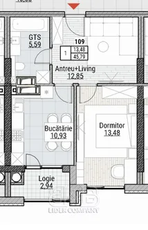 1-комнатная квартира, 46 м² — Изображение 1