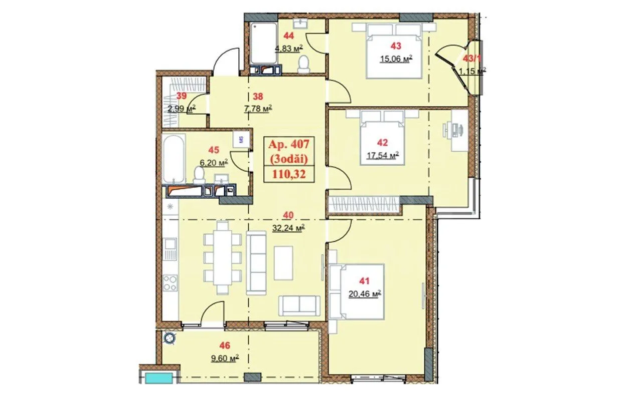 4-комнатная квартира, 110.32 м² — Изображение 2