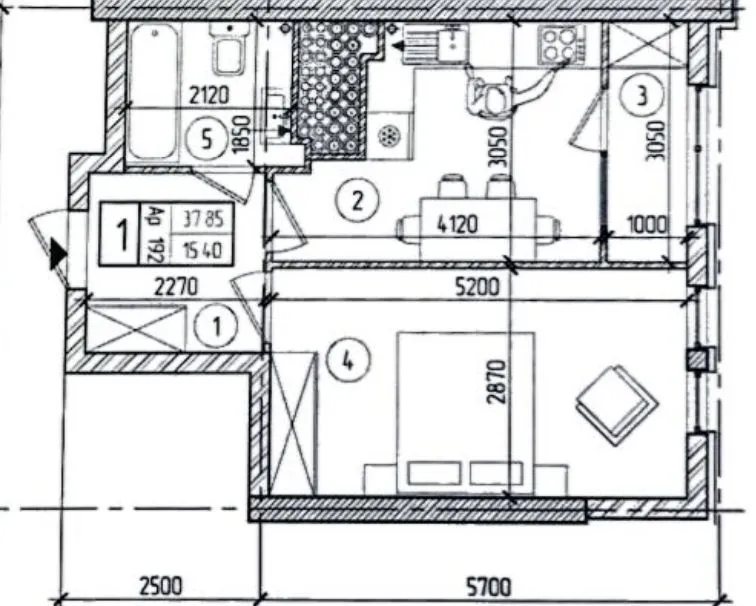 1-camere apartament, 41.2 m² — Imagine 2