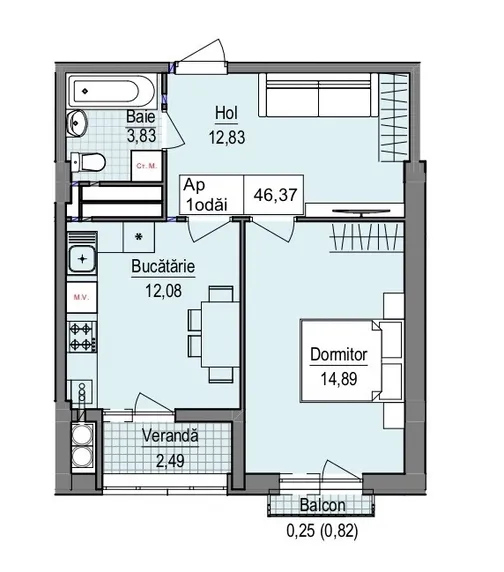 1-комнатная квартира, 47 м² — Изображение 2